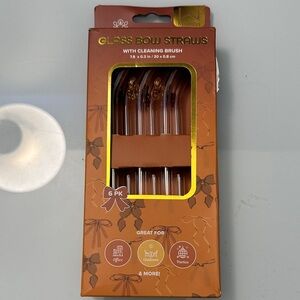 NWT 6-Pack Fall Bow-Themed Glass Straws